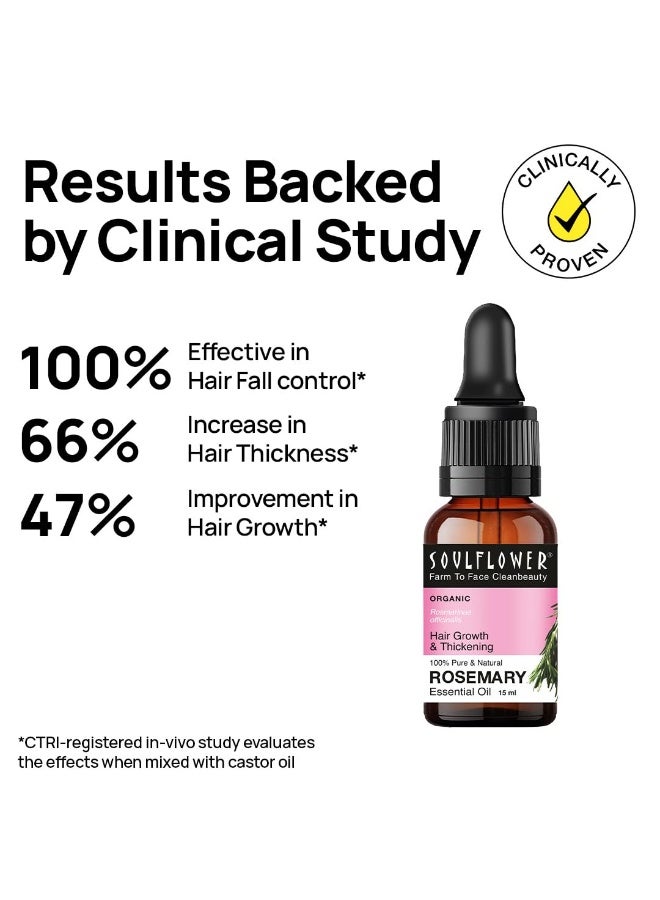 Soulflower Rosemary Essential Oil for Hair Growth, Hair Fall Control, Nourishment & Strengthens, Skin Care| Clinically Proven and Ecocert Certified Organic 100% Pure & Natural Undiluted, 15ml - Image 2